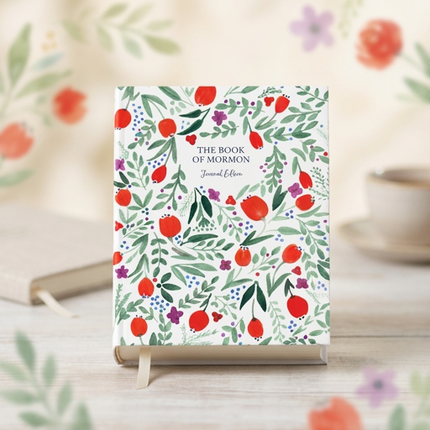 The Book of Mormon, Journal Edition, Red Floral (No Index)
