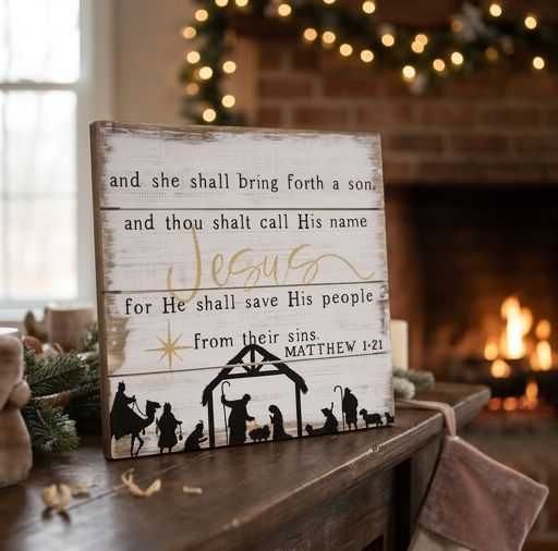 Matthew 1:21 - Perfect Pallet 8" x 8" x 1"