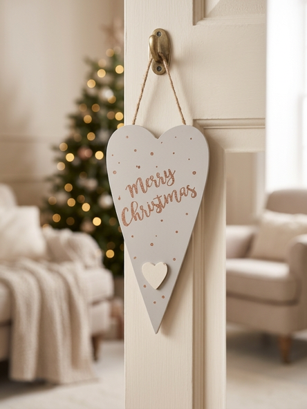 Merry Christmas Double Heart Plaque