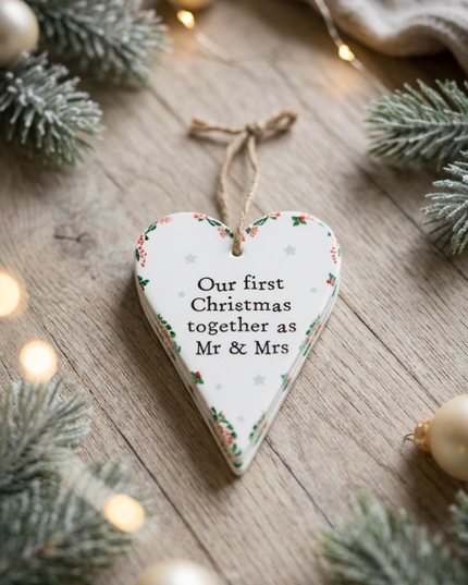 Ceramic Mr & Mrs Hanging Heart