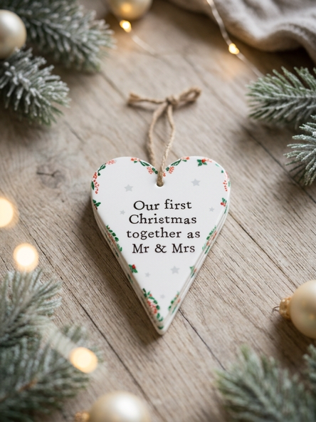 Ceramic Mr & Mrs Hanging Heart