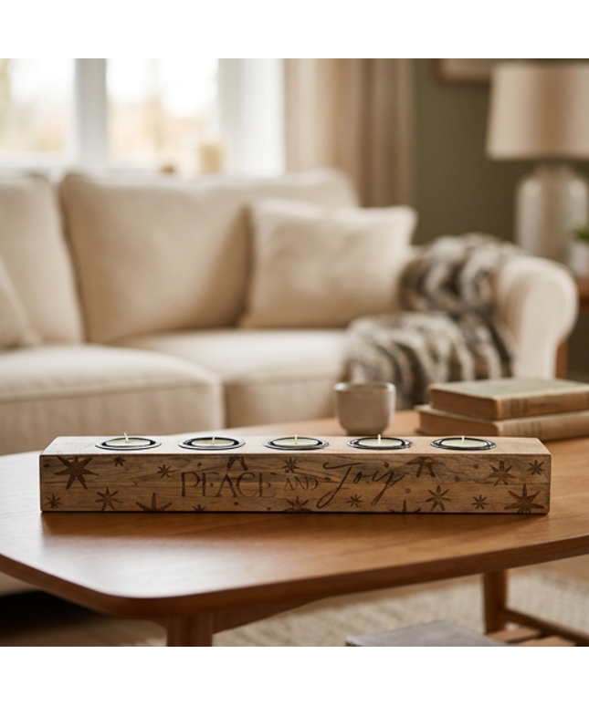 Tea Light Block - Peace & Joy