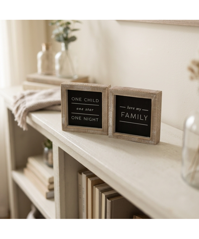 Love My Family Reversible Wooden Sign