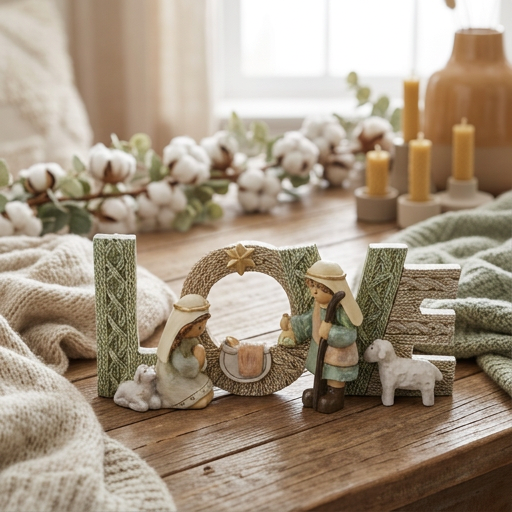 Resin Knitted Nativity Love Sign