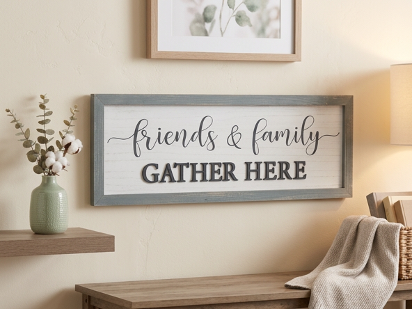 Family & Friends Gather Here Wooden sign