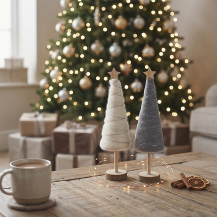 Wooden and Woollen Tree Decorations