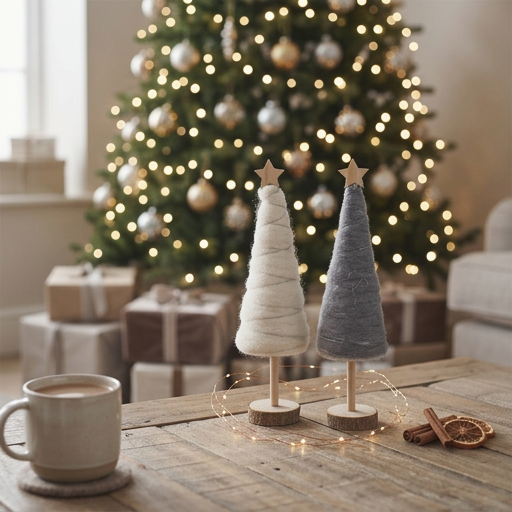 Wooden and Woollen Tree Decorations