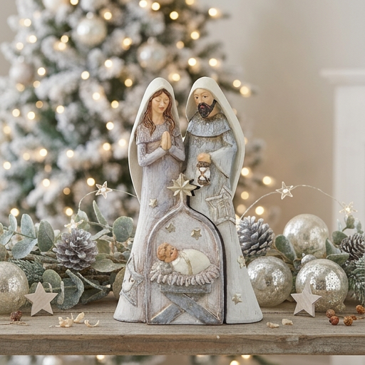 Nativity Scene Grey with stars