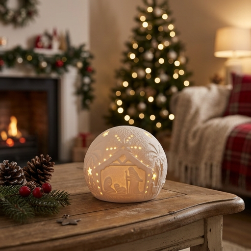 Nativity Led Light Up Orb Porcelain