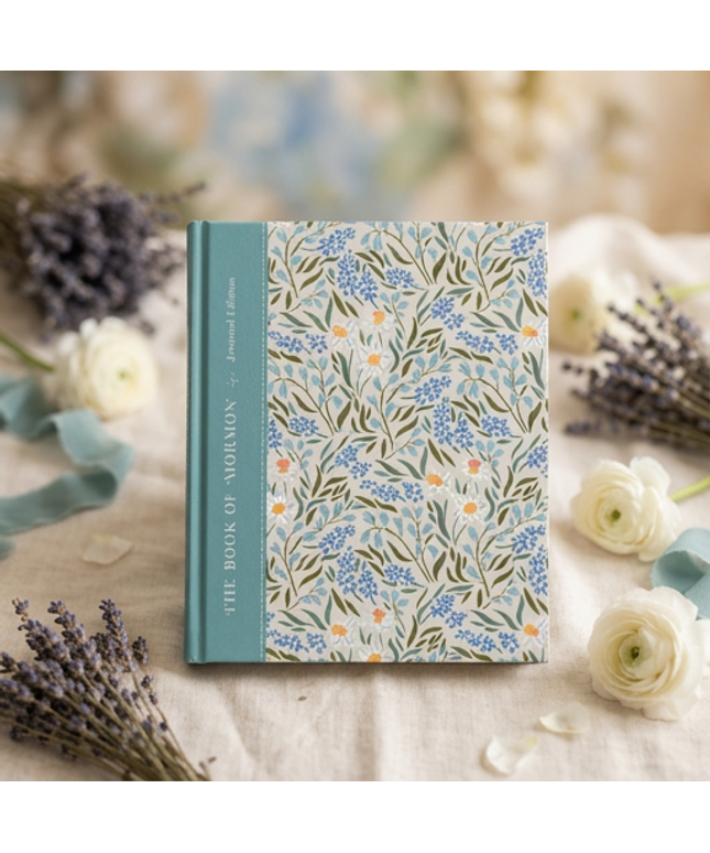 The Book of Mormon, Journal Edition, Aqua Floral (No Index)