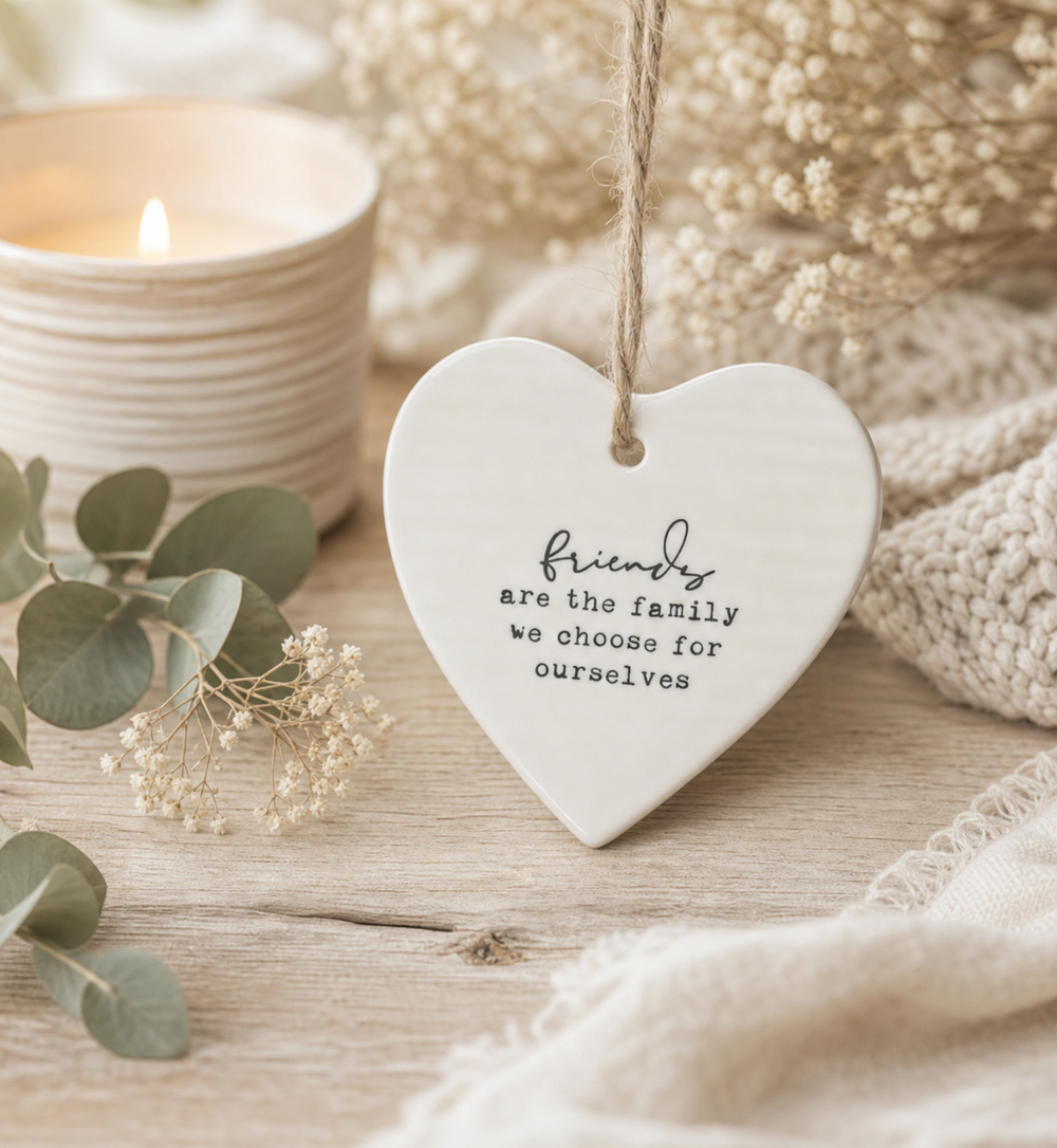 Friends are The Family We Choose For Ourselves Porcelain Heart, 9cm