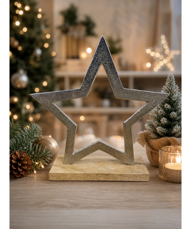 Metal Star Table Top Star Decoration SILVER