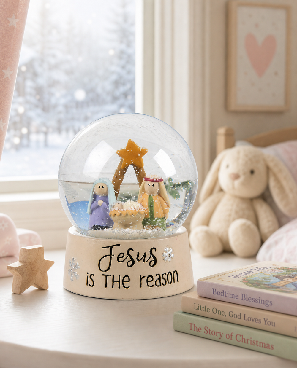 Holy Family Jesus is the Reason Snow Globe