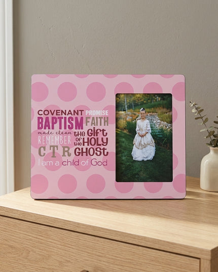 Pink Polka Dots Baptism Frame