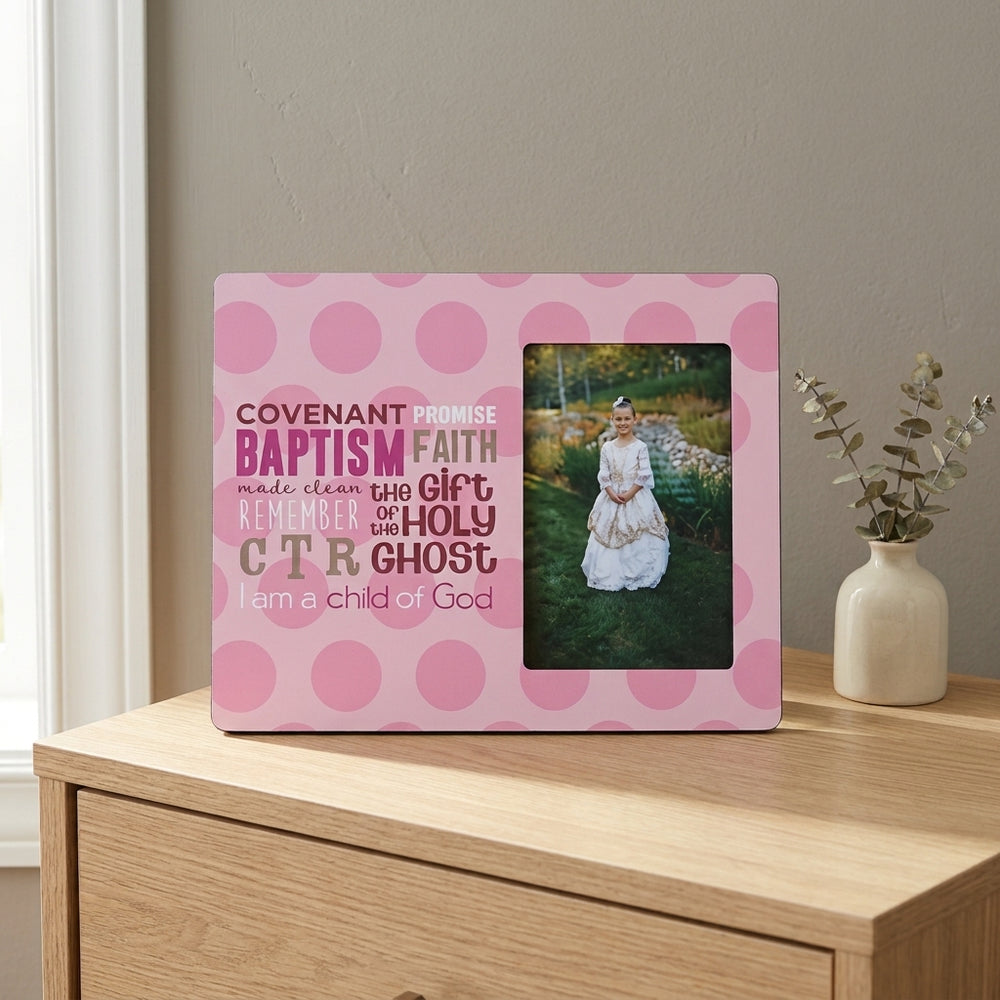 Pink Polka Dots Baptism Frame