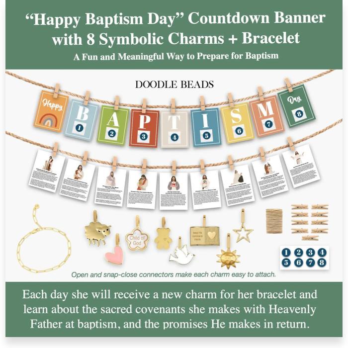 Happy Baptism Day Countdown Banner and charms