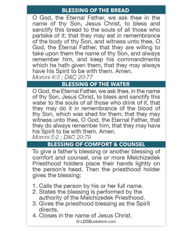 Pocket Priesthood Ordinance Card