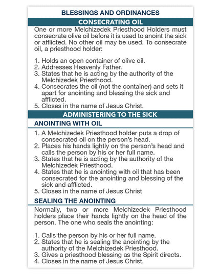 Pocket Priesthood Ordinance Card
