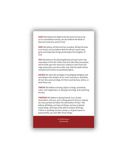 Articles of faith Pocket Cards