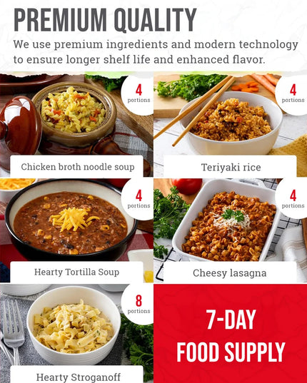 ReadyWise, 60 Servings, Lunch & Dinner, 13 Different Recipies, Grab & Go, Freeze Dried, Up To 25 Years Shelf Life, Emergency Food, 7 Days Food For 1 Person