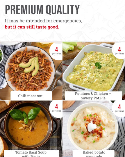 ReadyWise, 60 Servings, Lunch & Dinner, 13 Different Recipies, Grab & Go, Freeze Dried, Up To 25 Years Shelf Life, Emergency Food, 7 Days Food For 1 Person
