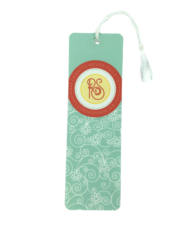 Relief Society Bookmark, Aqua Lace