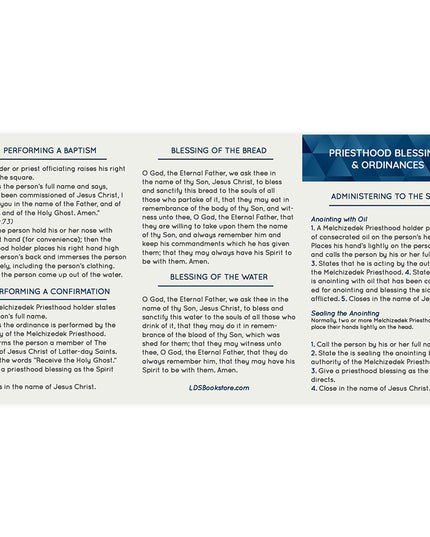 Tri-Fold Priesthood Ordinance Card