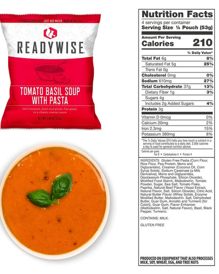 ReadyWise, 60 Servings, Lunch & Dinner, 13 Different Recipies, Grab & Go, Freeze Dried, Up To 25 Years Shelf Life, Emergency Food, 7 Days Food For 1 Person