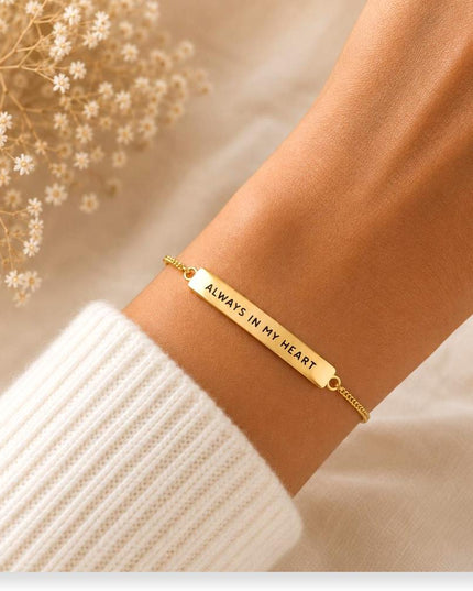 Always in my Heart Stamped Bar Bracelet