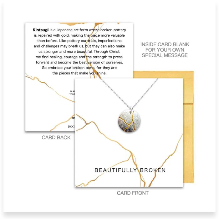 Beautifully Broken Kintsugi Necklace & Card