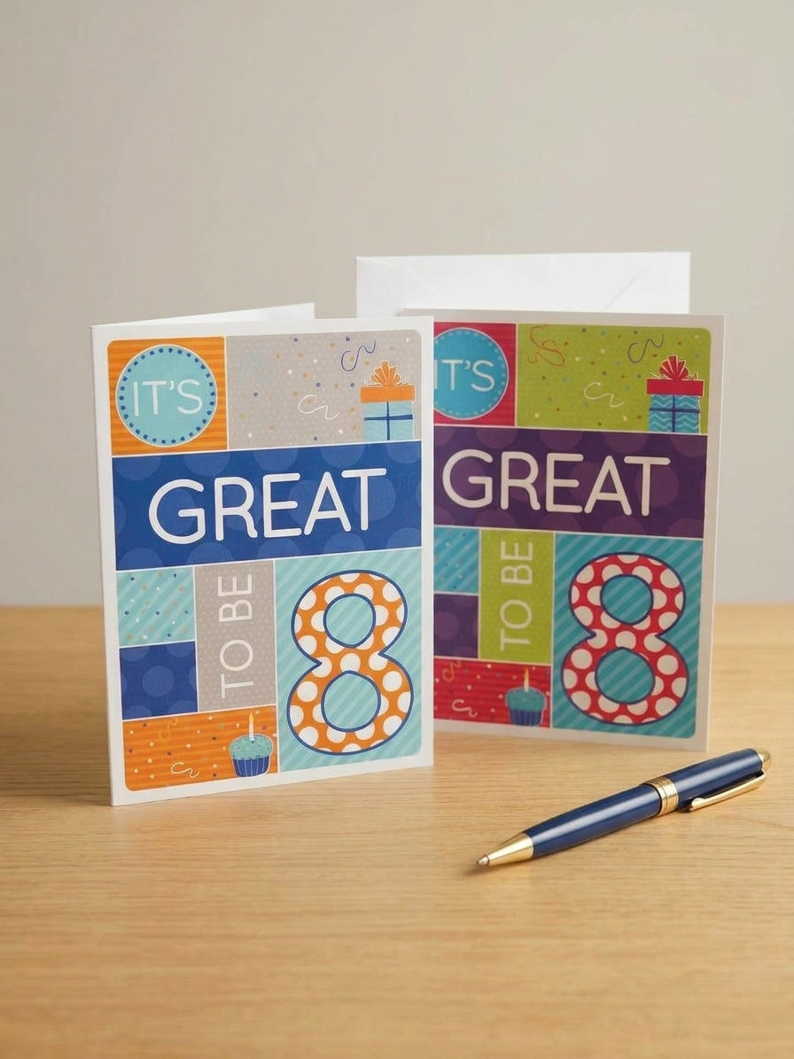 It's Great to be 8 Baptism Greetings Card