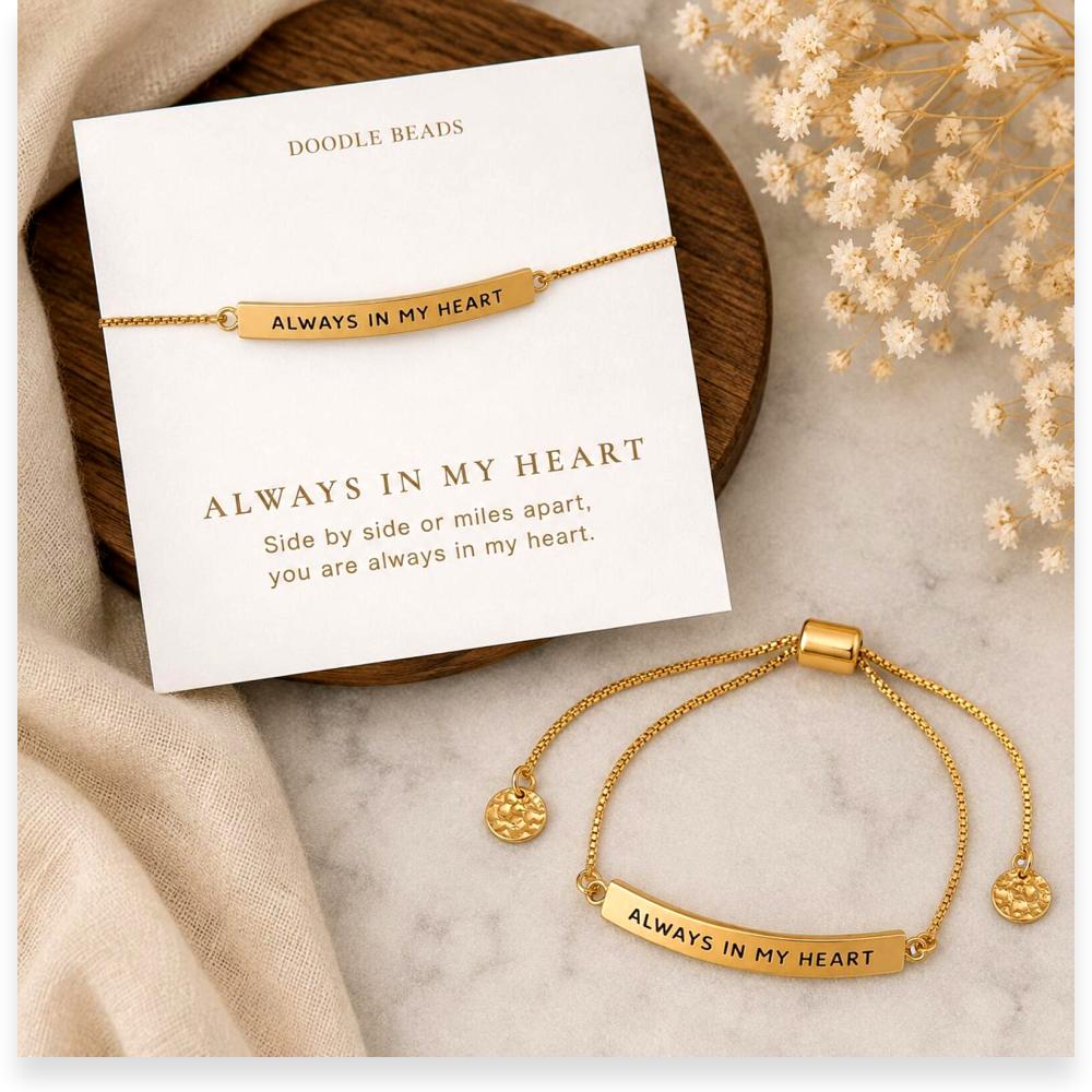 Always in my Heart Stamped Bar Bracelet